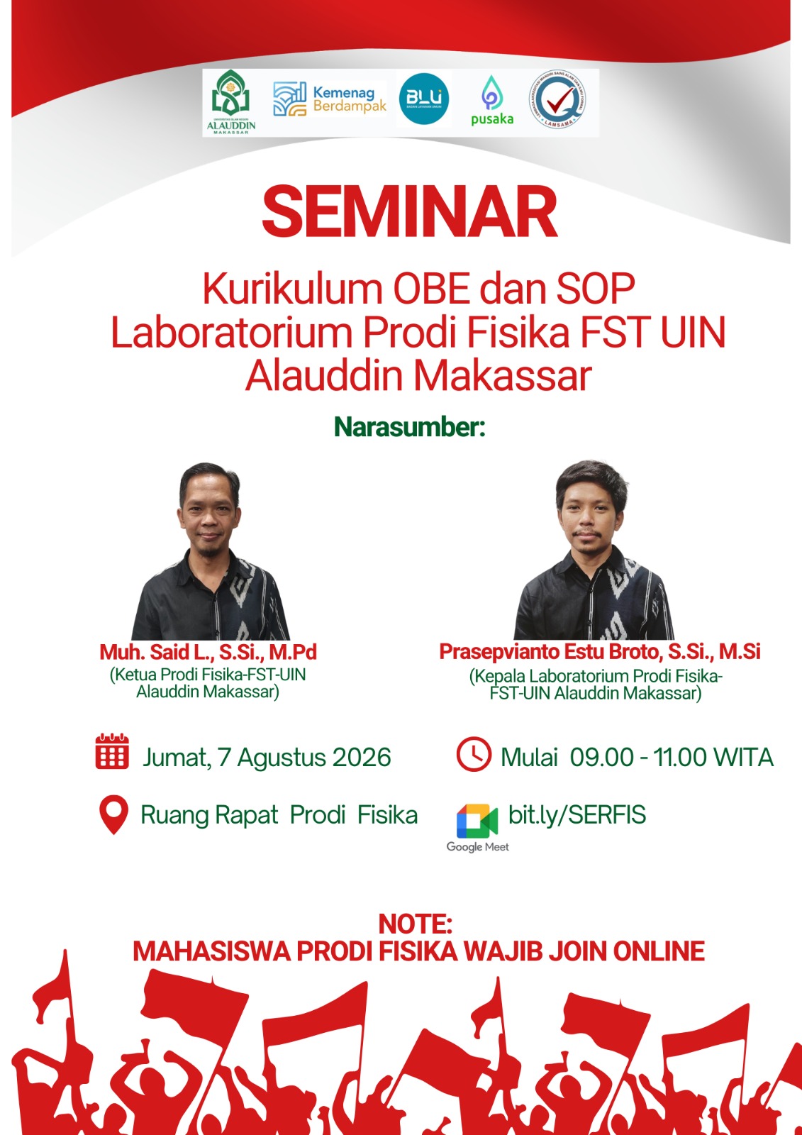 Perkuat Mutu Akademik, Prodi Fisika FST UIN Alauddin Makassar Gelar Seminar Kurikulum OBE dan SOP Laboratorium
